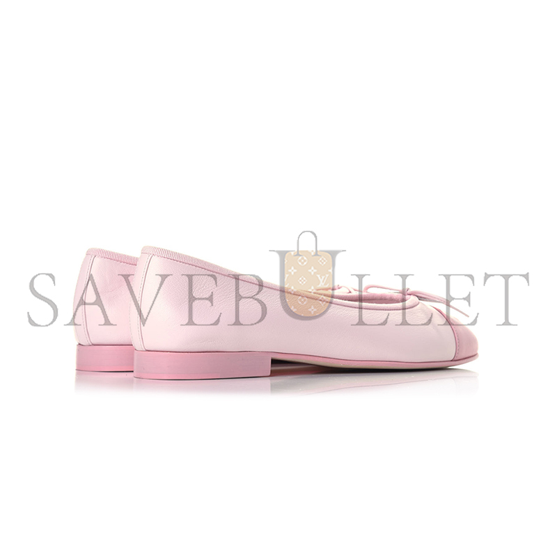 Ch**el lambskin cc cap toe ballerina flats light pink 763271